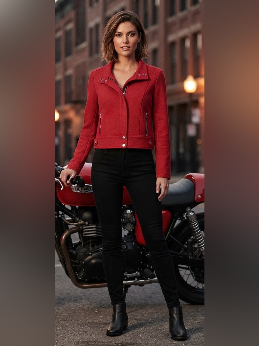 Cache Moto BikerJacket - Size 6
Asymmetrical Zip Stretch
Cropped Bold Edgy Chic